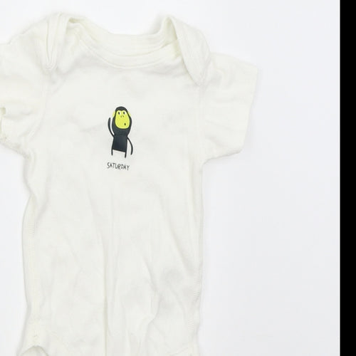 M&S Baby White   Babygrow One-Piece Size 6-9 Months  - Saturday