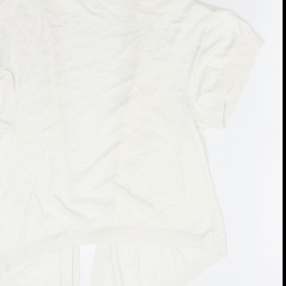 Oasis Womens White  Knit Cardigan Jumper Size 10