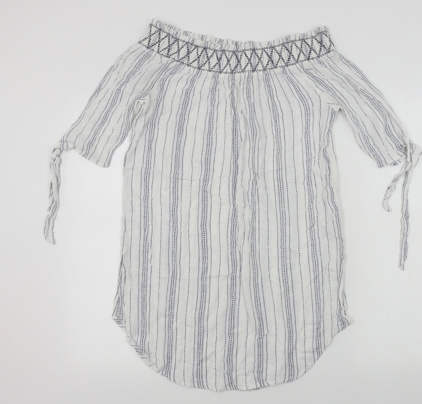 New Look  Womens White Striped  Basic Blouse Size M