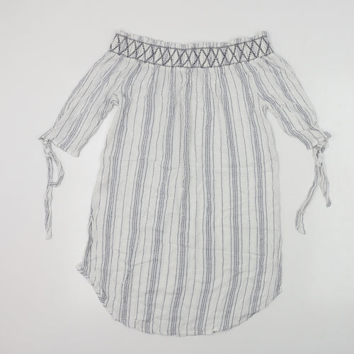 New Look  Womens White Striped  Basic Blouse Size M
