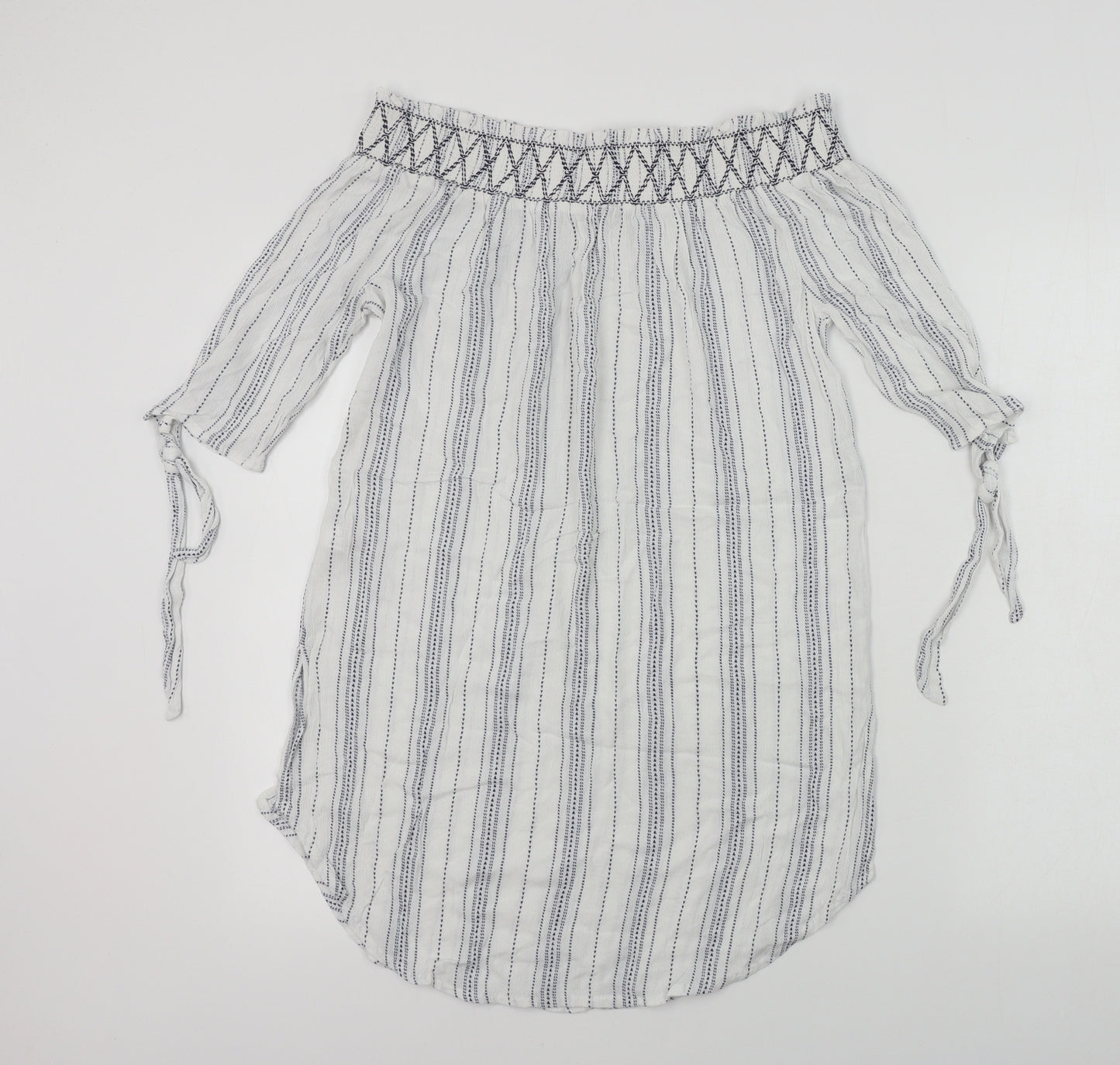 New Look  Womens White Striped  Basic Blouse Size M