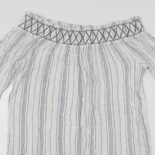 New Look  Womens White Striped  Basic Blouse Size M