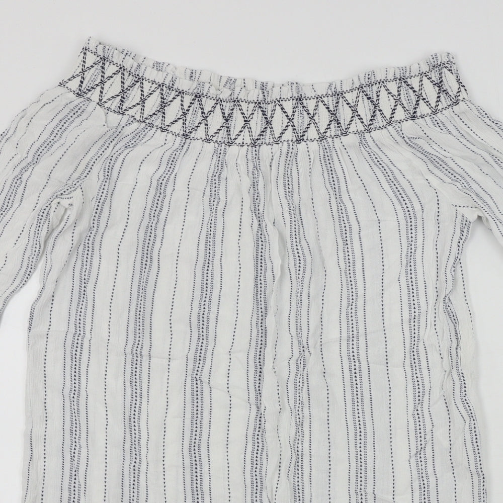 New Look  Womens White Striped  Basic Blouse Size M