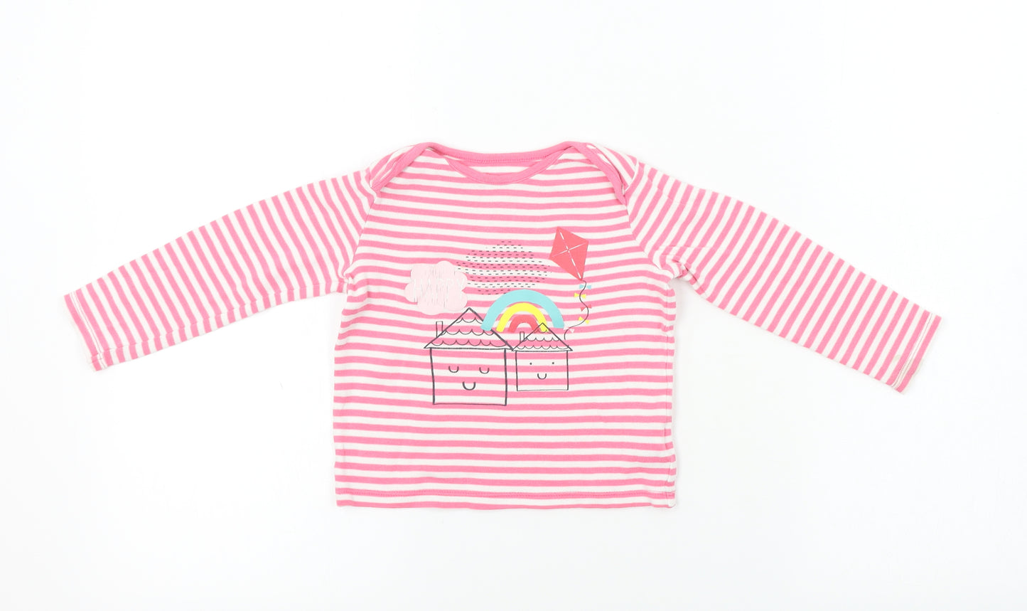 F&F  Girls Pink Striped  Basic T-Shirt Size 18-24 Months