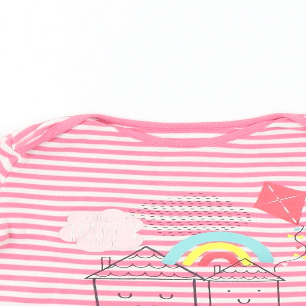 F&F  Girls Pink Striped  Basic T-Shirt Size 18-24 Months
