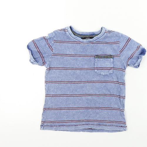 George  Girls Grey Striped  Basic T-Shirt Size 3-4 Years