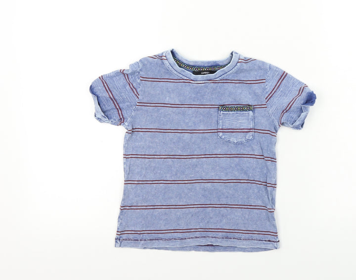 George  Girls Grey Striped  Basic T-Shirt Size 3-4 Years