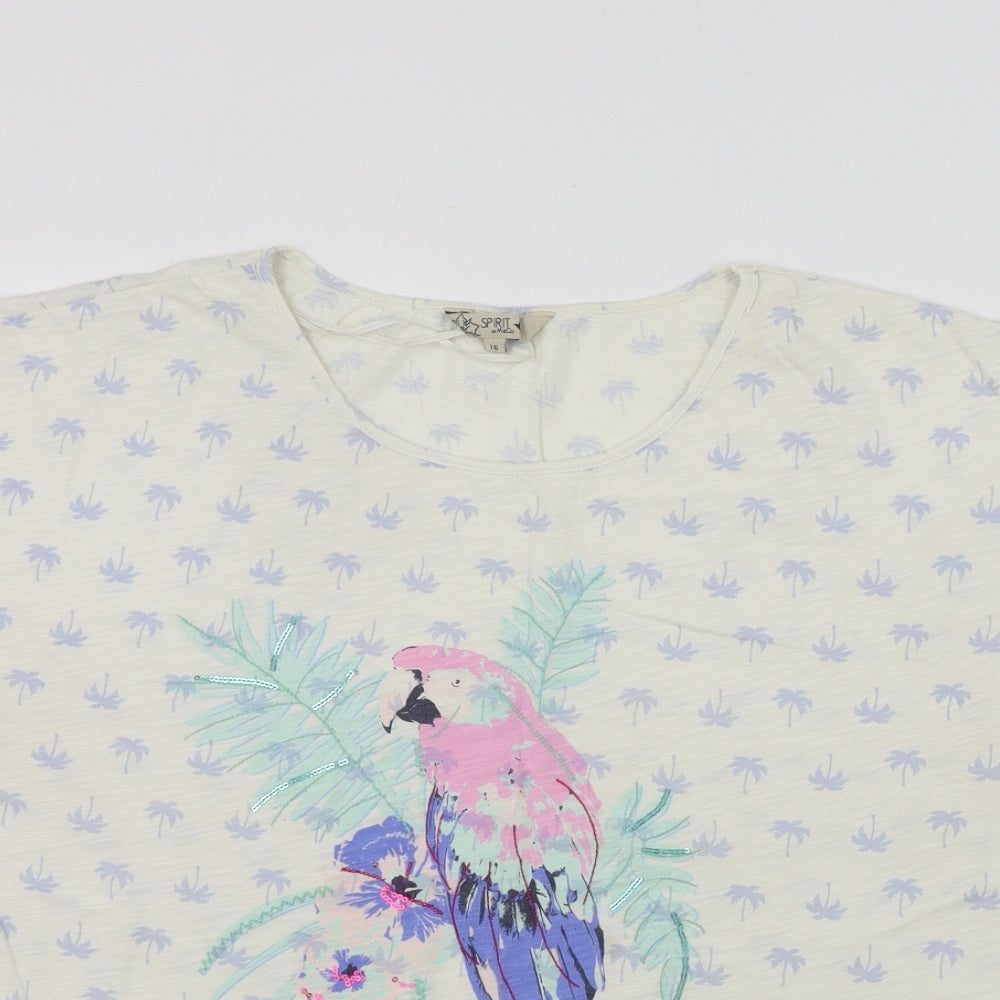 M&Co Womens White   Basic T-Shirt Size 16