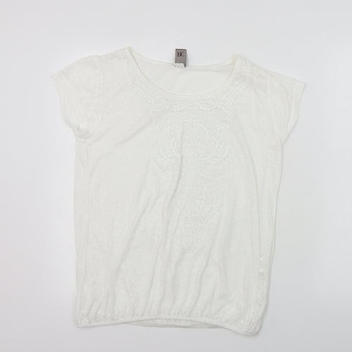 bb collections  Womens White   Basic T-Shirt Size 14