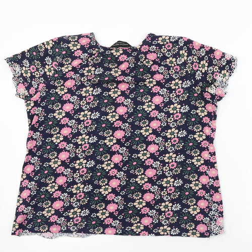Dorothy Perkins  Womens Blue Floral  Basic T-Shirt Size 16