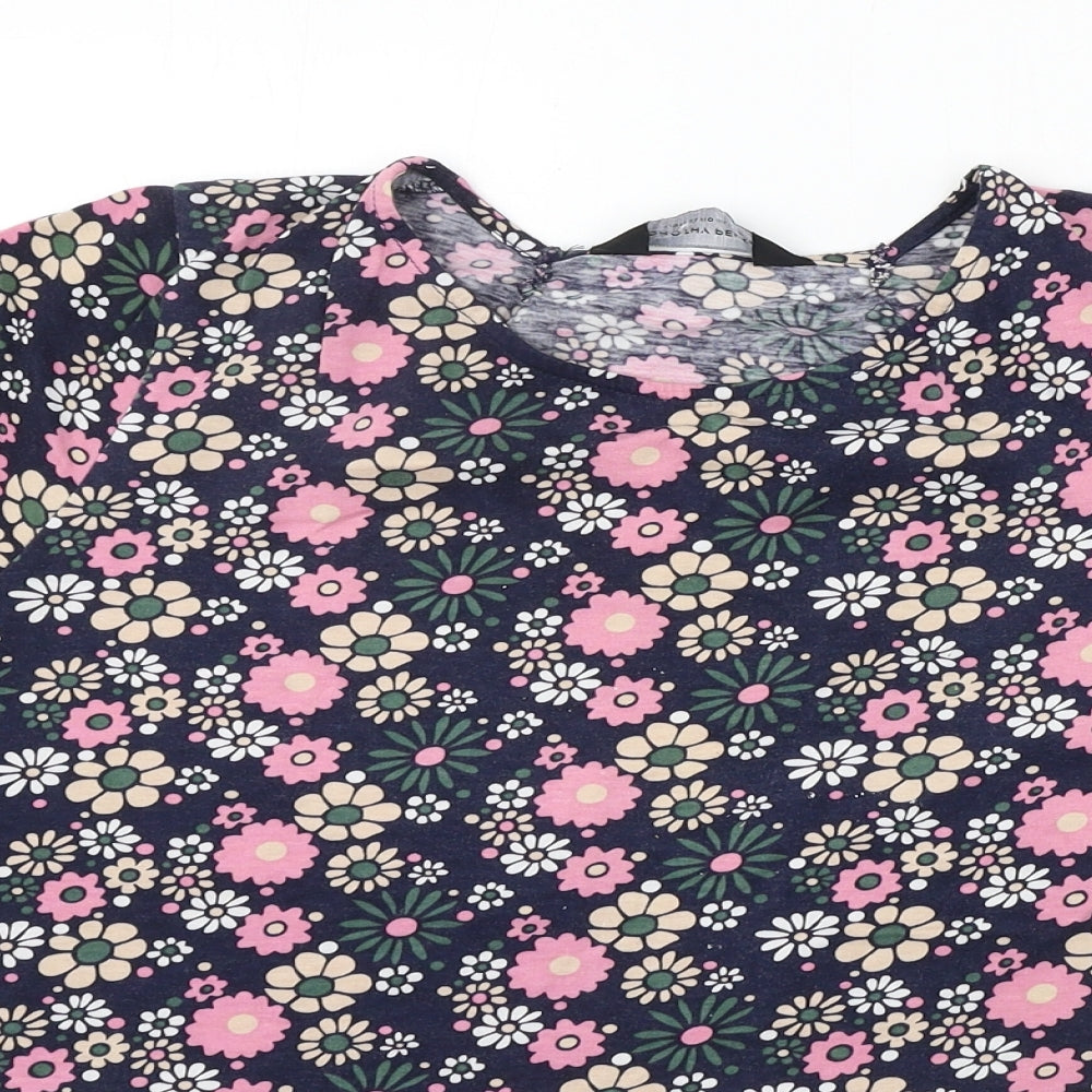 Dorothy Perkins  Womens Blue Floral  Basic T-Shirt Size 16