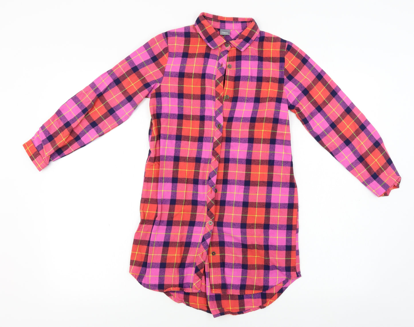 NEXT  Girls Pink Check  T-Shirt Dress  Size 10 Years