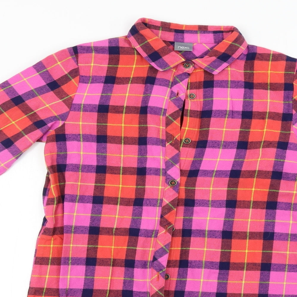 NEXT  Girls Pink Check  T-Shirt Dress  Size 10 Years