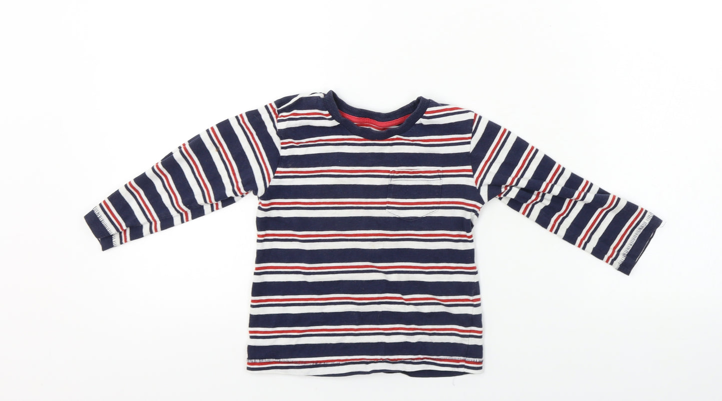 Matalan  Boys Blue Striped  Basic T-Shirt Size 2-3 Years