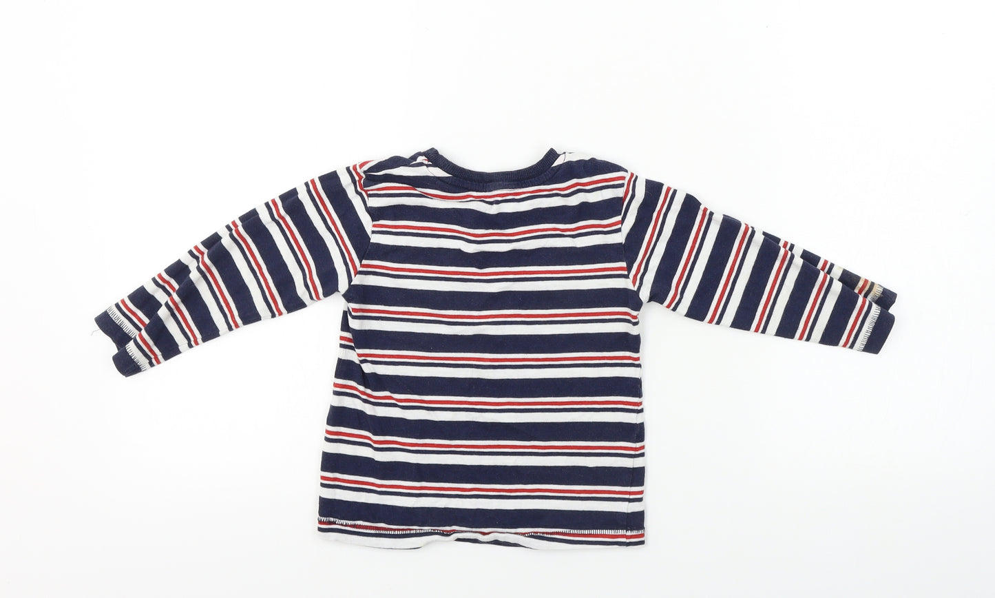 Matalan  Boys Blue Striped  Basic T-Shirt Size 2-3 Years