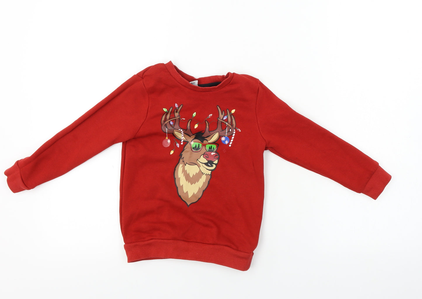 TU Boys Red   Pullover Jumper Size 4 Years  - Christmas Jumper