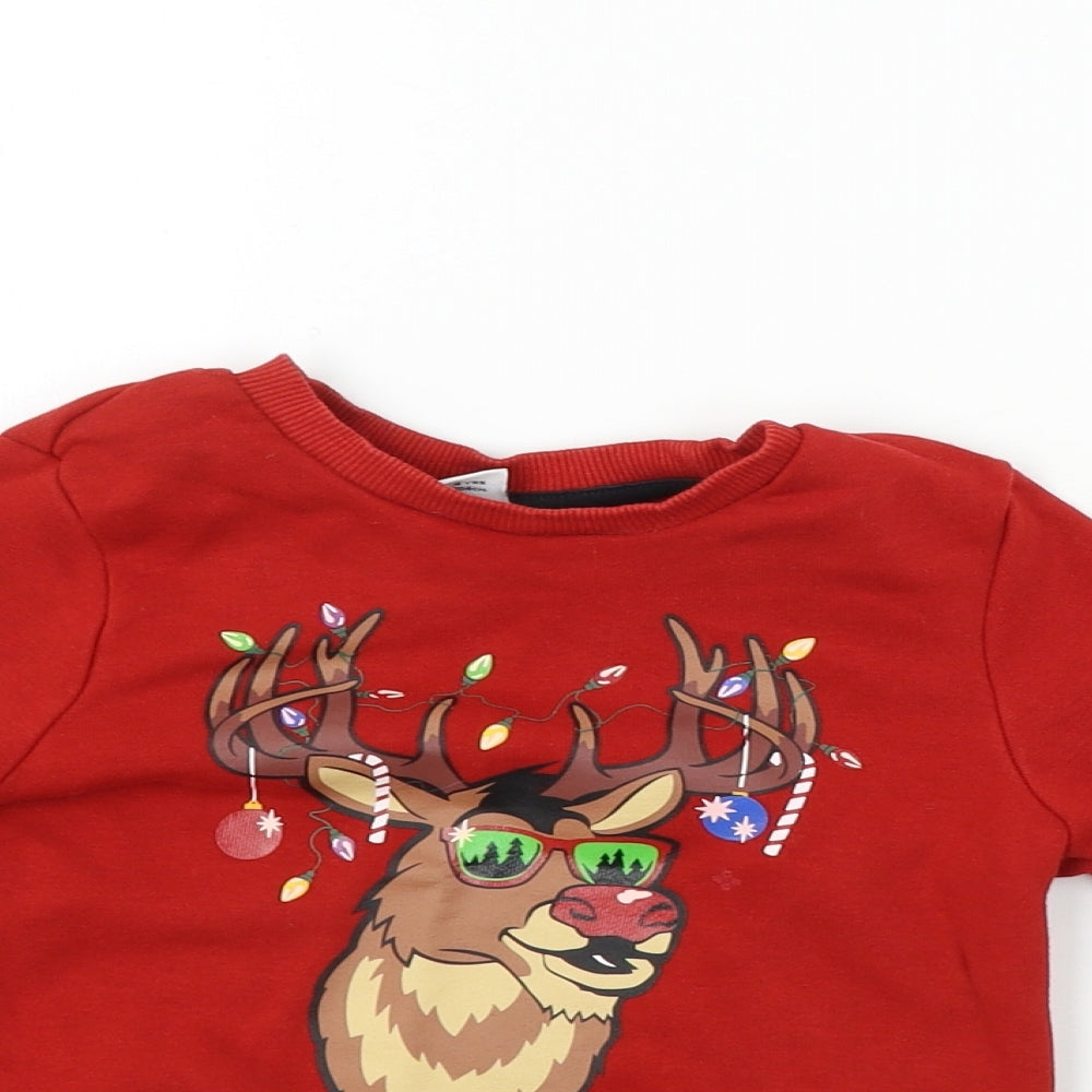 TU Boys Red   Pullover Jumper Size 4 Years  - Christmas Jumper