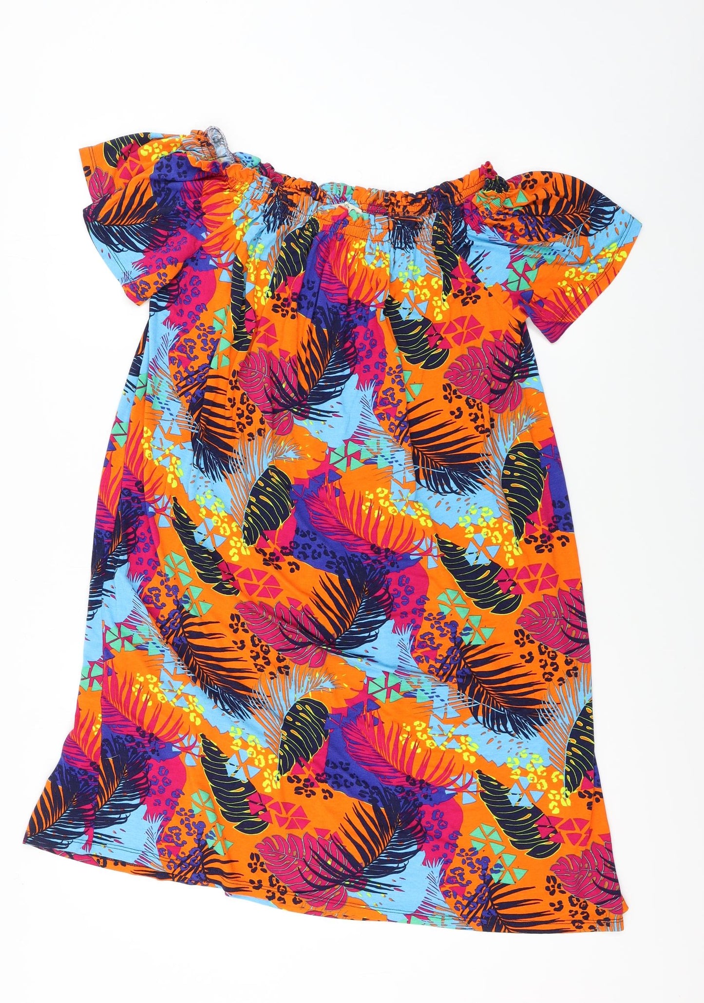 George  Womens Orange Floral  Basic Blouse Size L