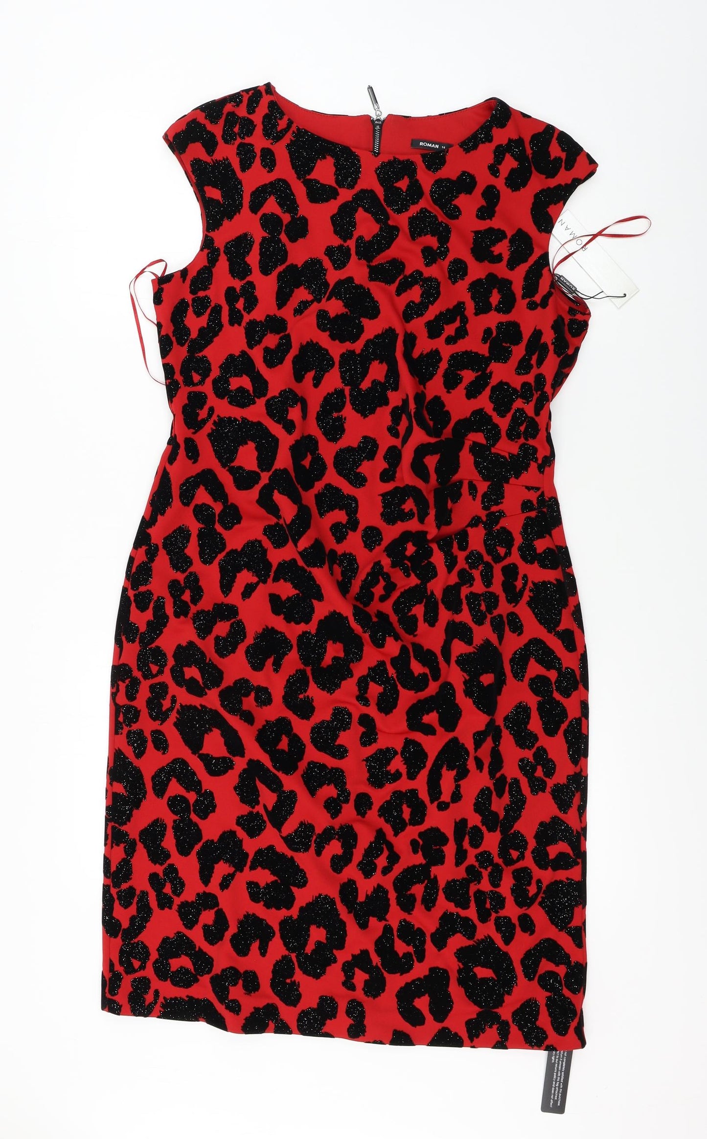 Roman  Womens Red Animal Print  A-Line  Size 14