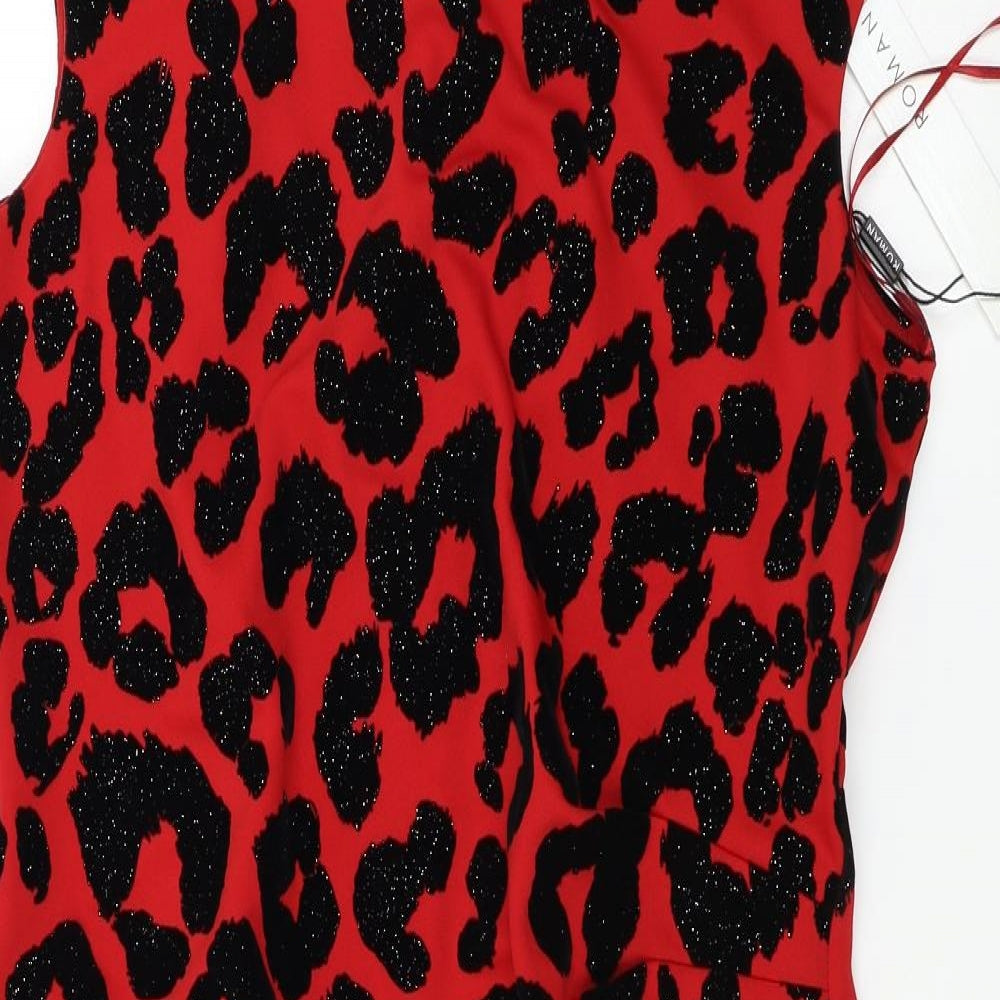 Roman  Womens Red Animal Print  A-Line  Size 14