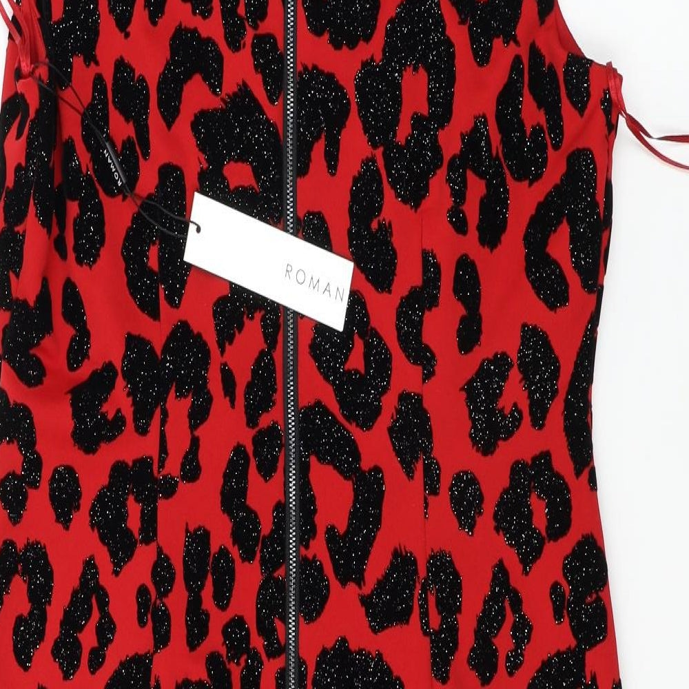 Roman  Womens Red Animal Print  A-Line  Size 14