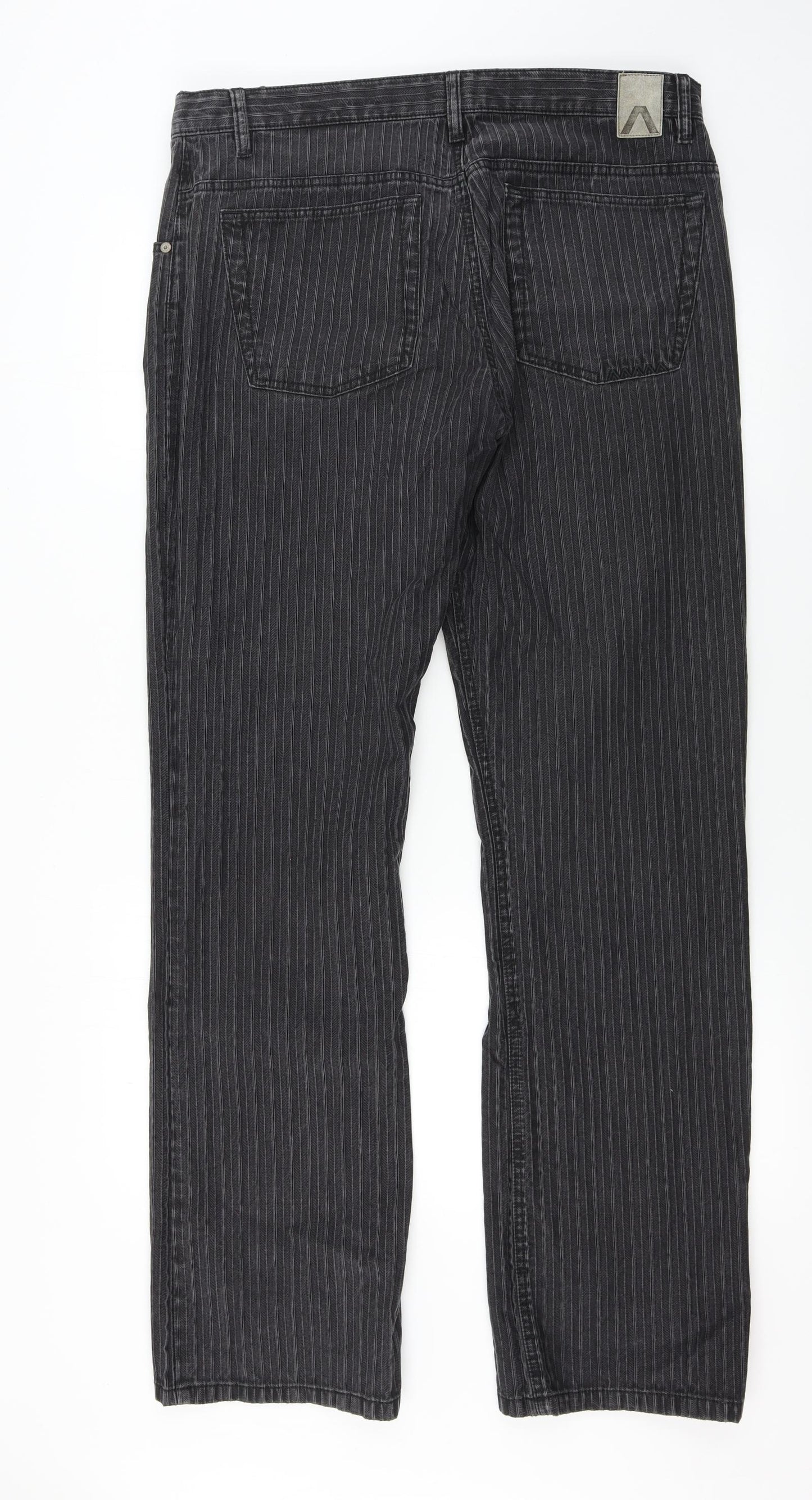 ALBERTO Mens Grey Striped  Straight Jeans Size 34 in L33 in