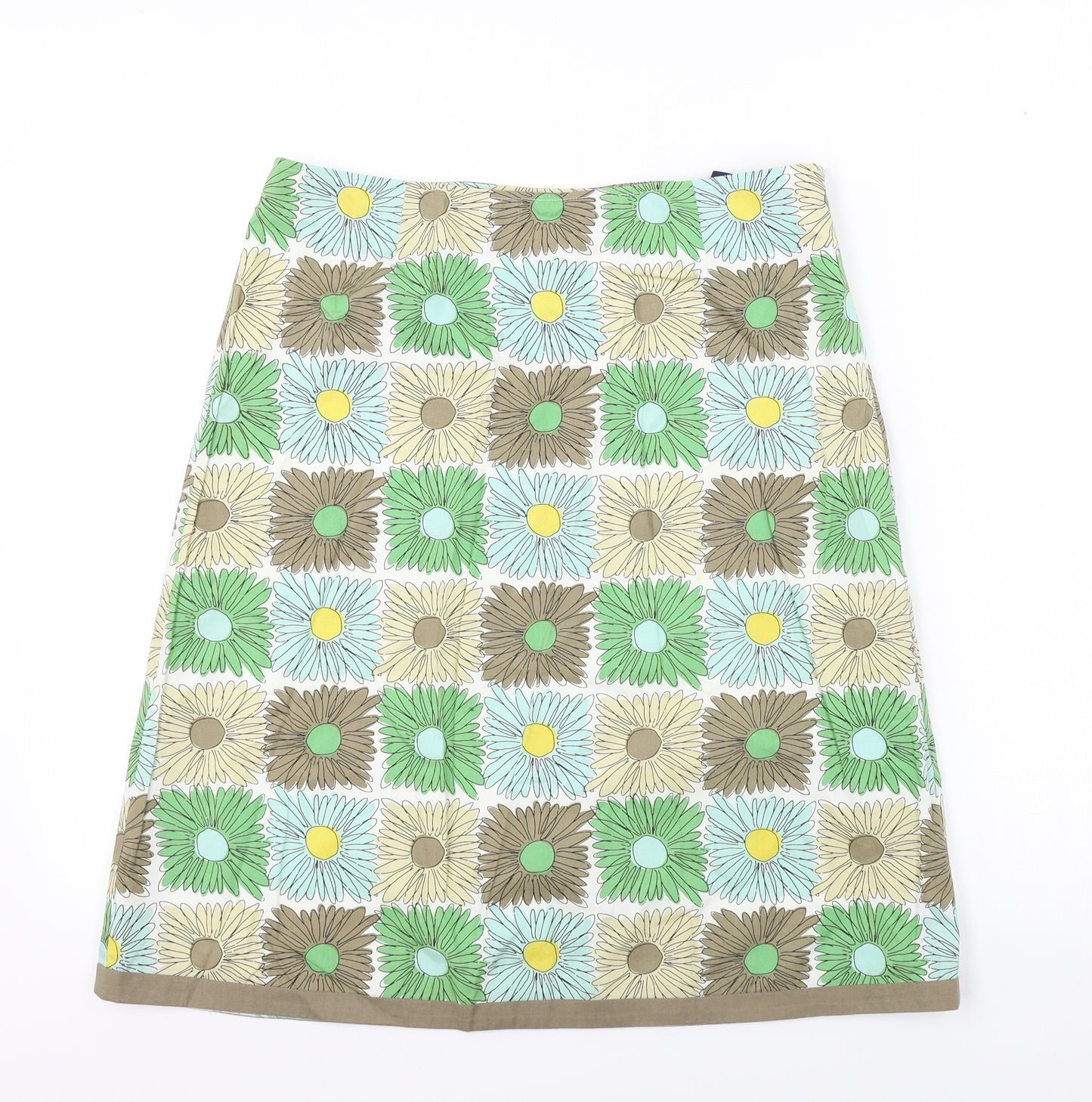 Boden Womens White Floral  A-Line Skirt Size 12
