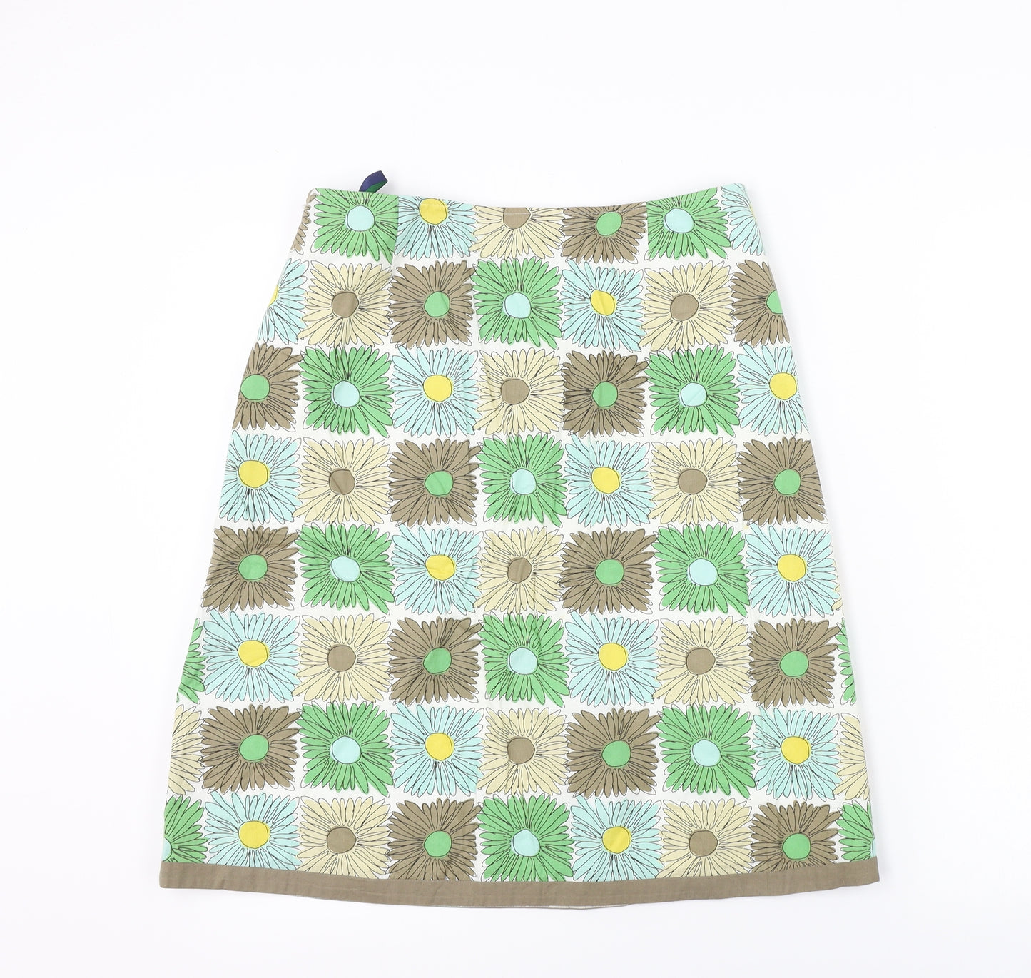 Boden Womens White Floral  A-Line Skirt Size 12