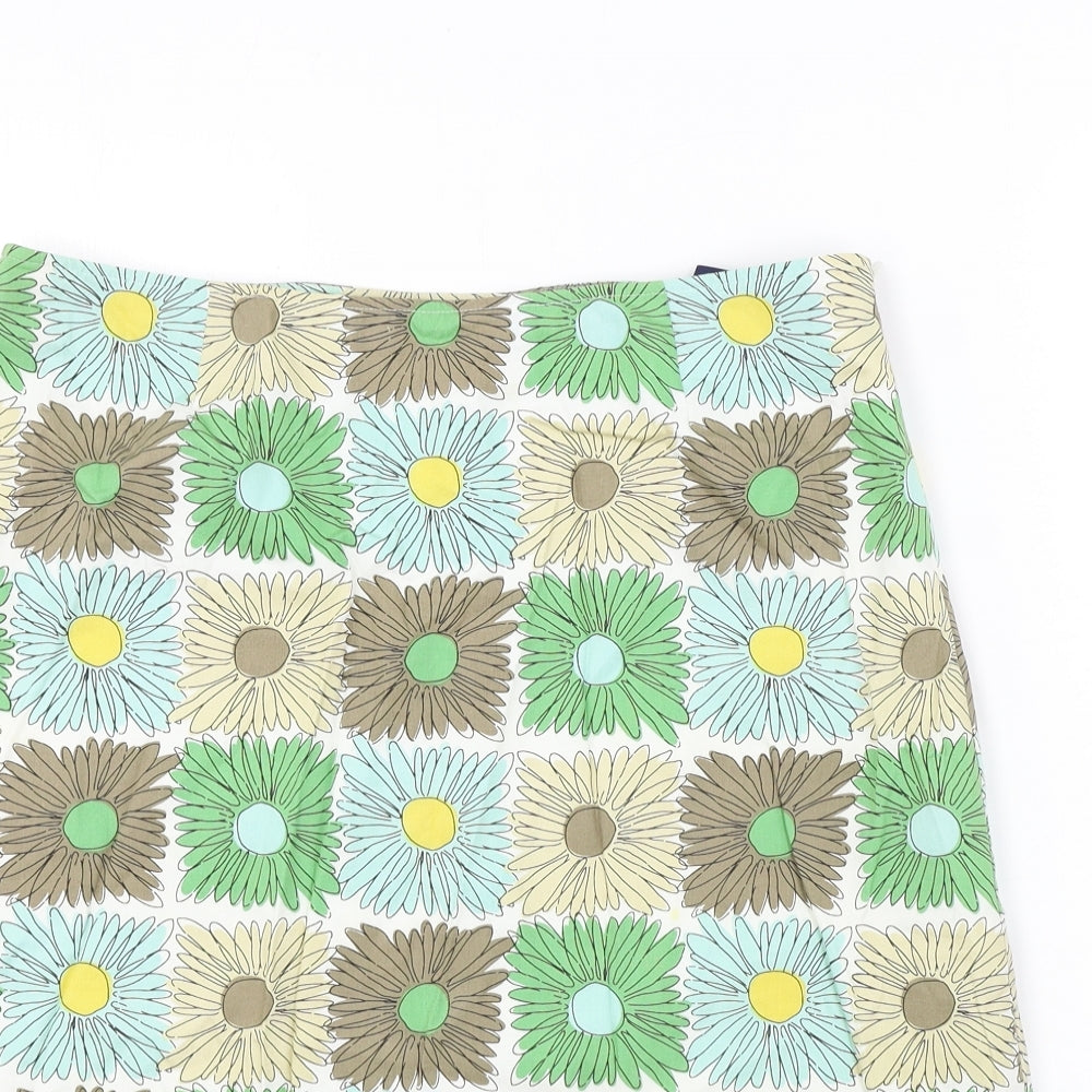 Boden Womens White Floral  A-Line Skirt Size 12