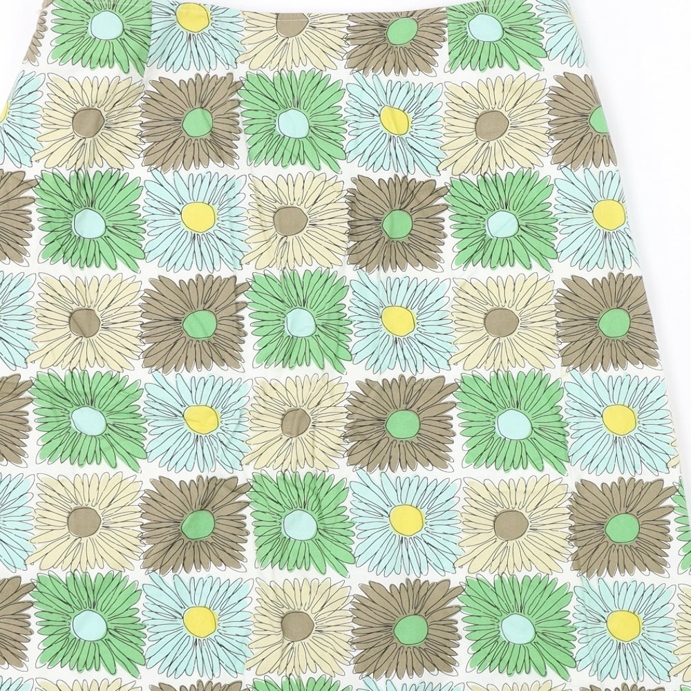 Boden Womens White Floral  A-Line Skirt Size 12