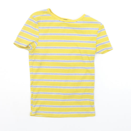 New Look Womens Yellow Striped  Basic T-Shirt Size 6