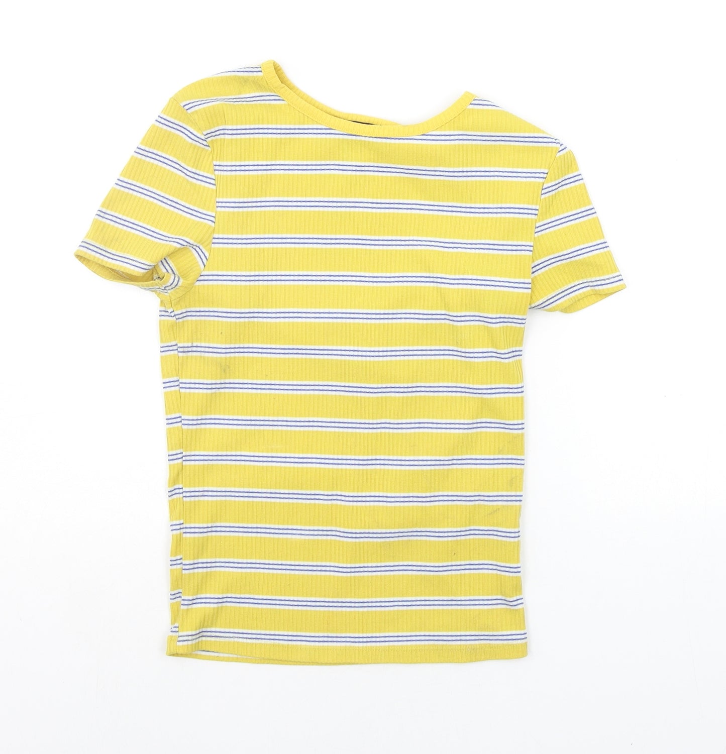 New Look Womens Yellow Striped  Basic T-Shirt Size 6