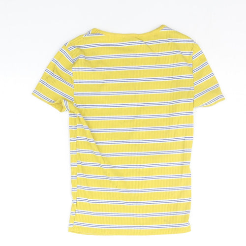 New Look Womens Yellow Striped  Basic T-Shirt Size 6