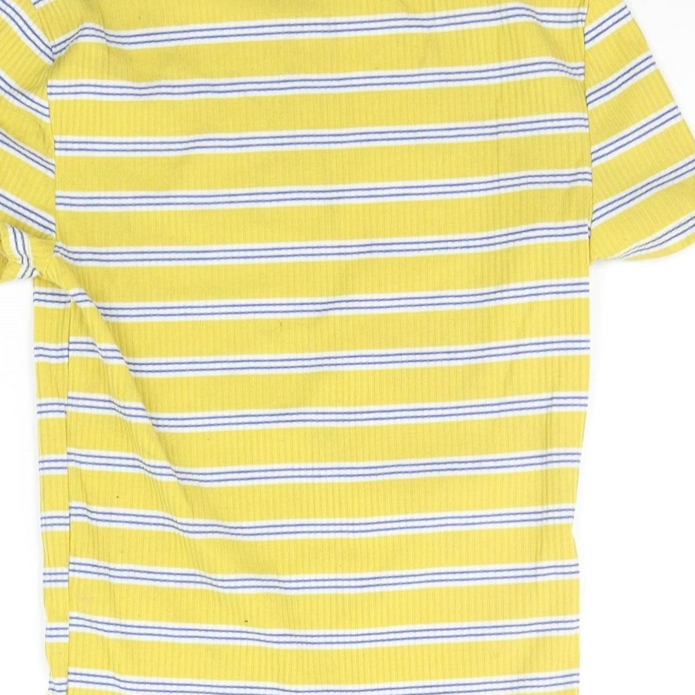 New Look Womens Yellow Striped  Basic T-Shirt Size 6
