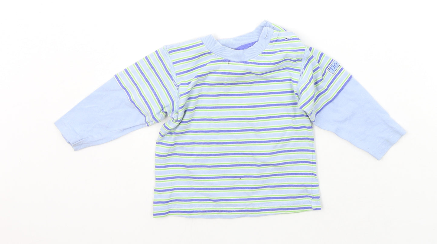 Disney Baby Blue Striped  Basic T-Shirt Size 9-12 Months  - DISNEY