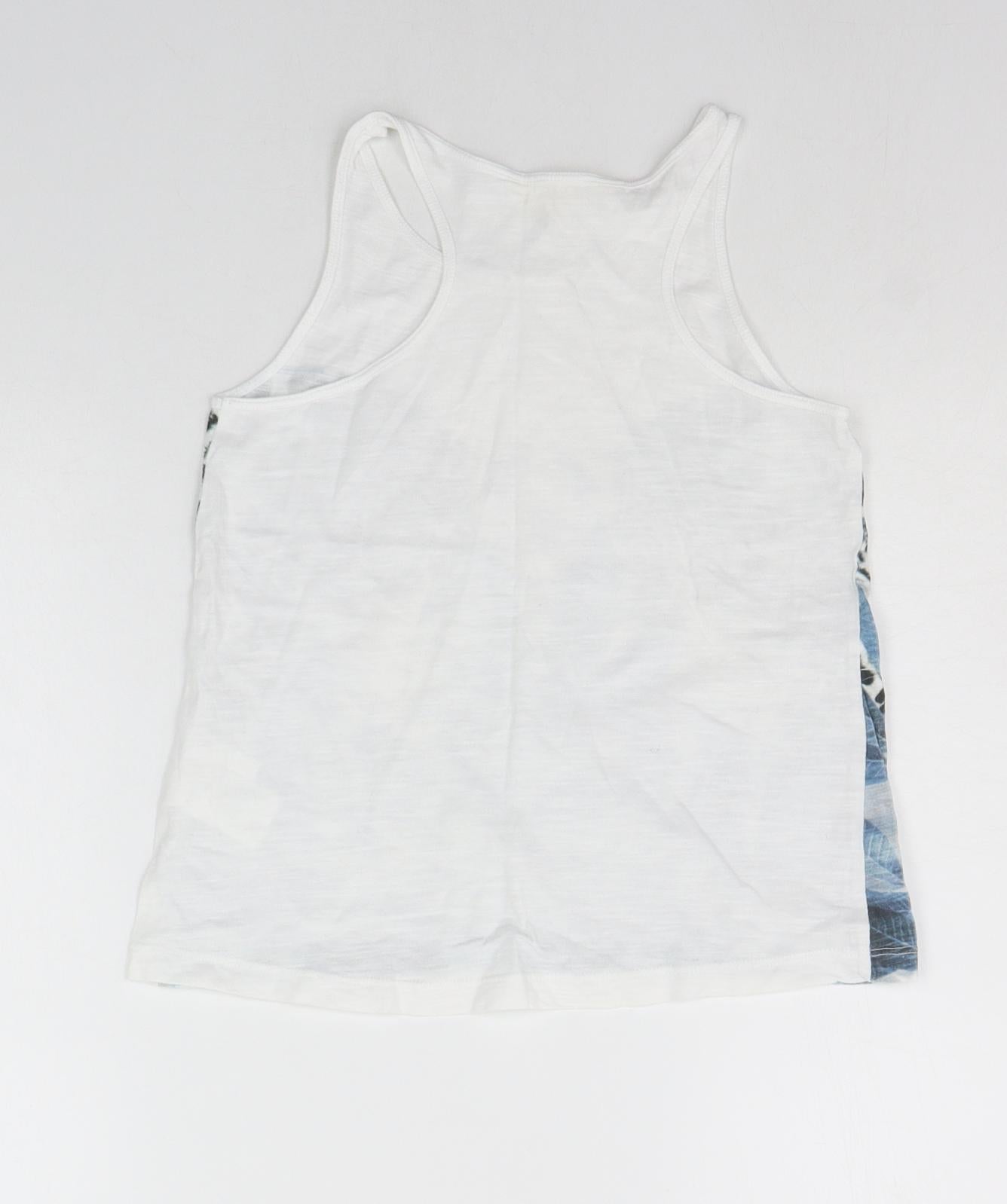 H&M Girls White   Basic T-Shirt Size 9-10 Years  - leopards