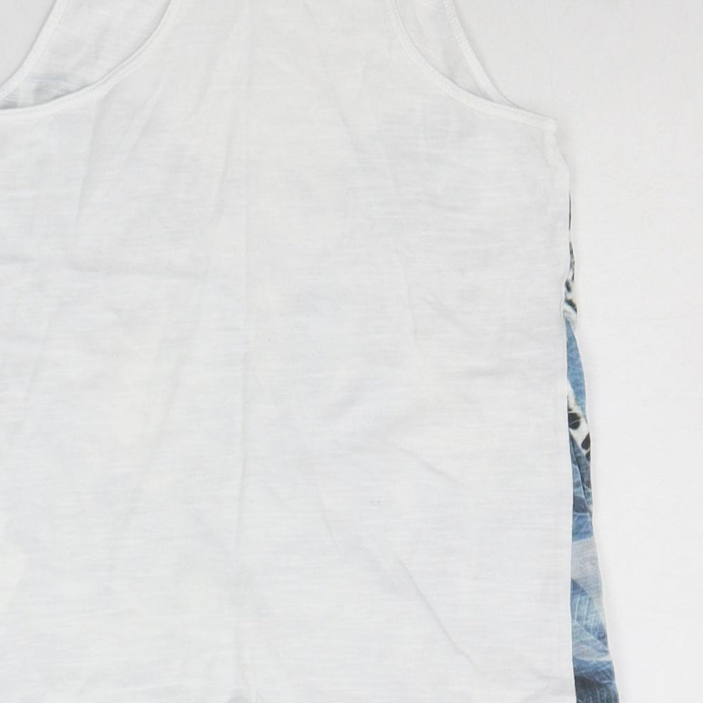 H&M Girls White   Basic T-Shirt Size 9-10 Years  - leopards