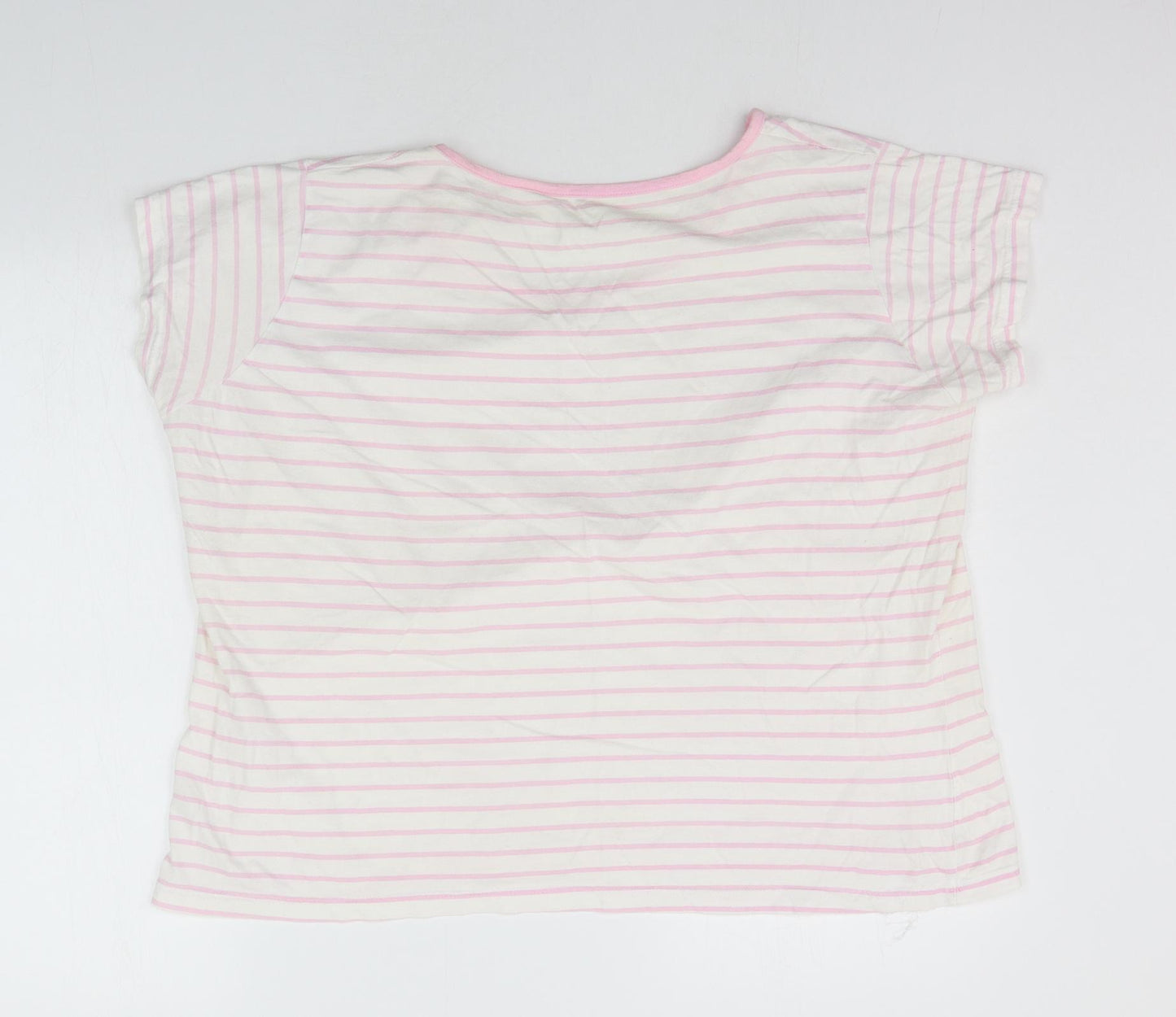 Madison Womens Pink Striped  Basic T-Shirt Size 20