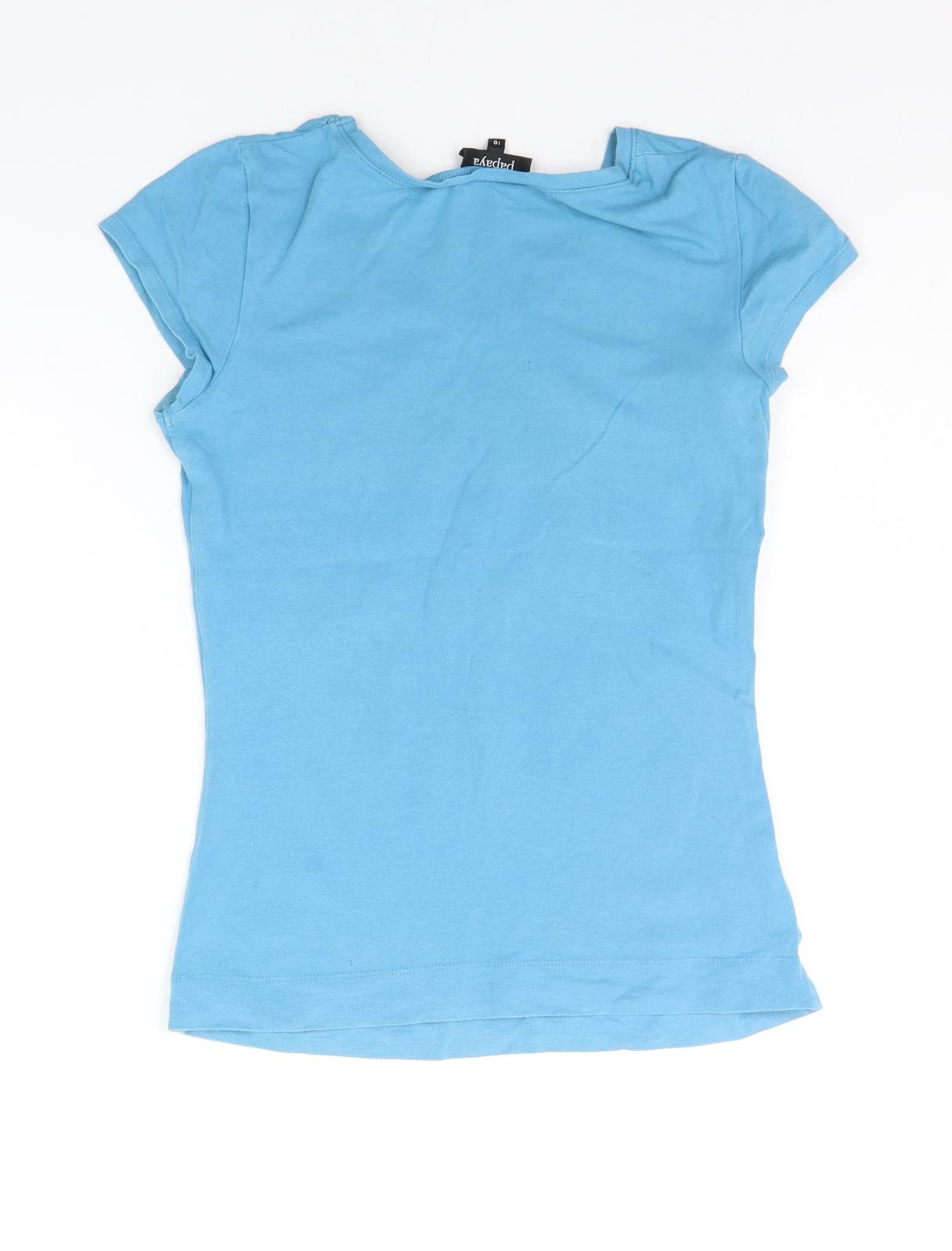 Papaya Womens Blue   Basic T-Shirt Size 10