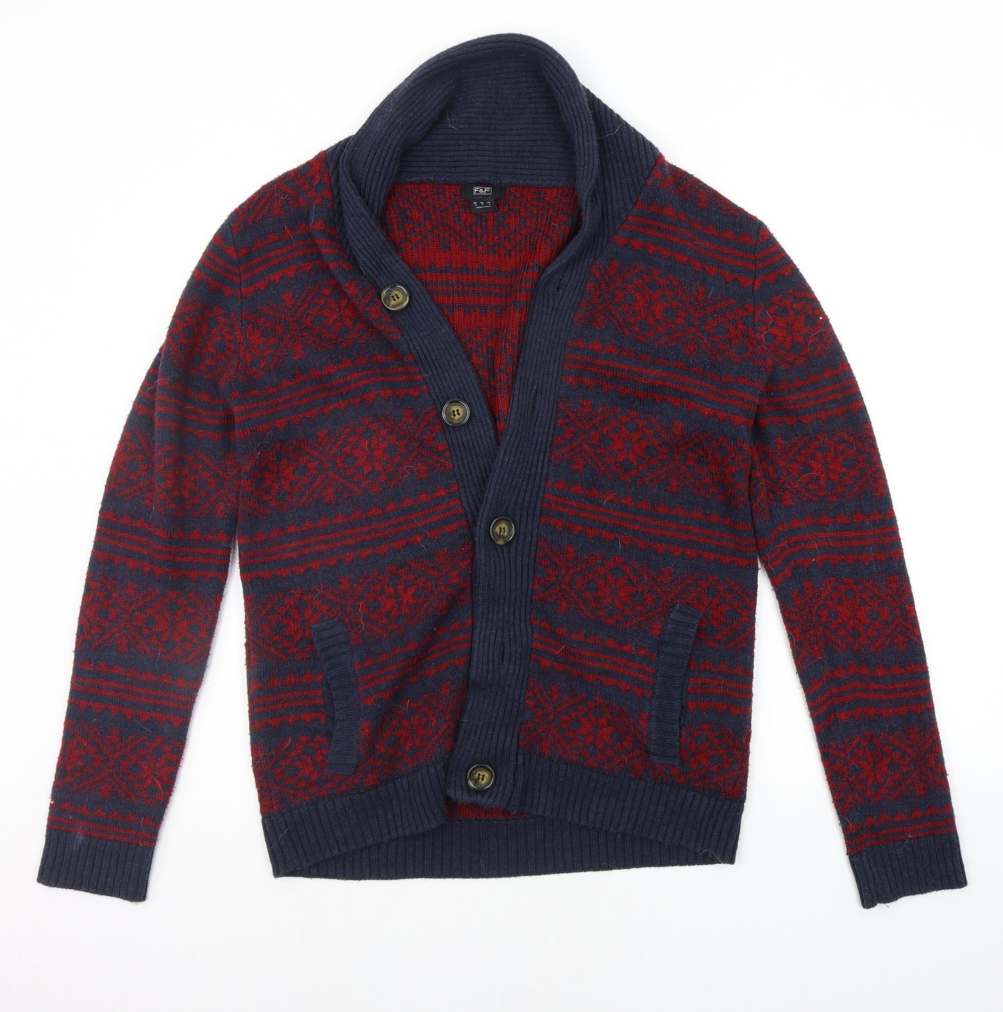 F&F Womens Red Floral  Cardigan Jumper Size S