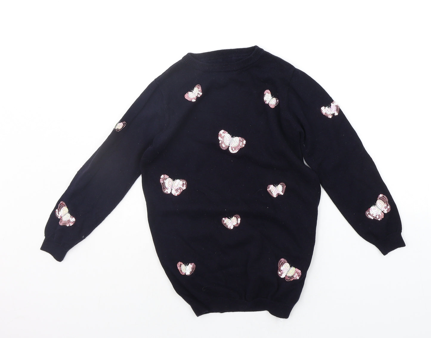 Primark Girls Blue   Pullover Jumper Size 7-8 Years  - BUTTERFLY