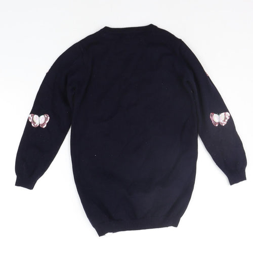 Primark Girls Blue   Pullover Jumper Size 7-8 Years  - BUTTERFLY