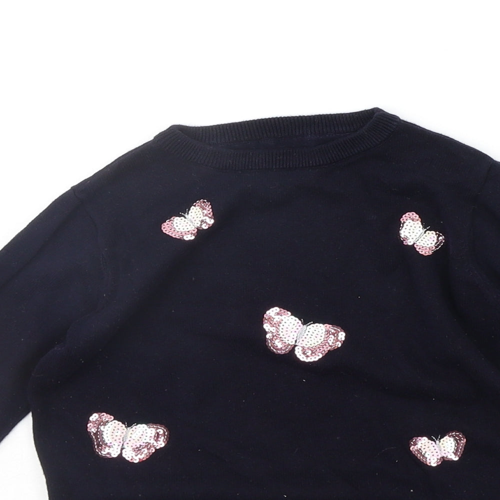 Primark Girls Blue   Pullover Jumper Size 7-8 Years  - BUTTERFLY