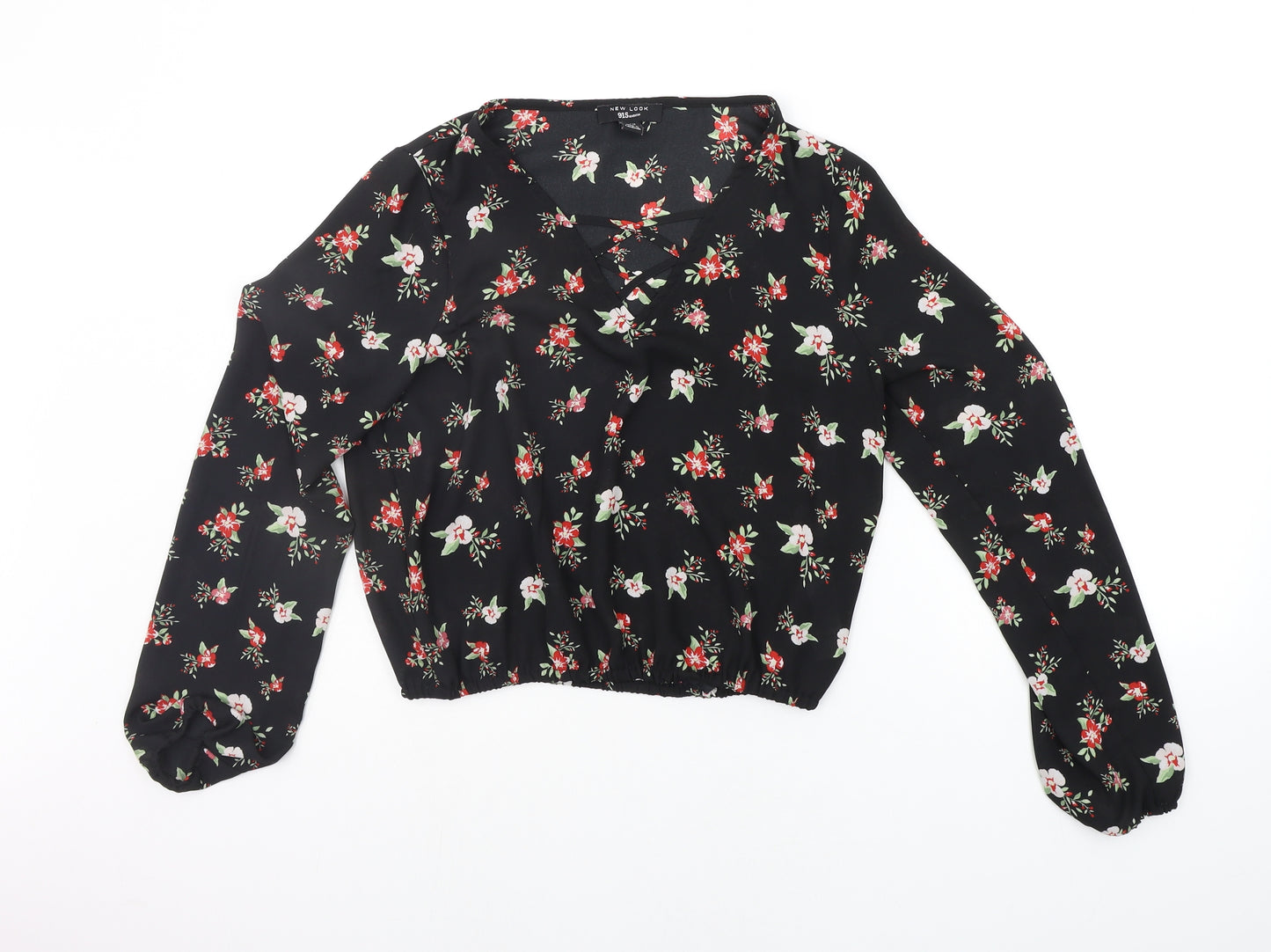 New Look Girls Black Floral  Basic Blouse Size 14 Years