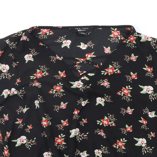 New Look Girls Black Floral  Basic Blouse Size 14 Years