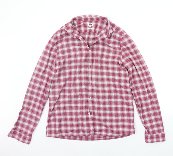 John Lewis Mens Purple Check Button-Up Size M