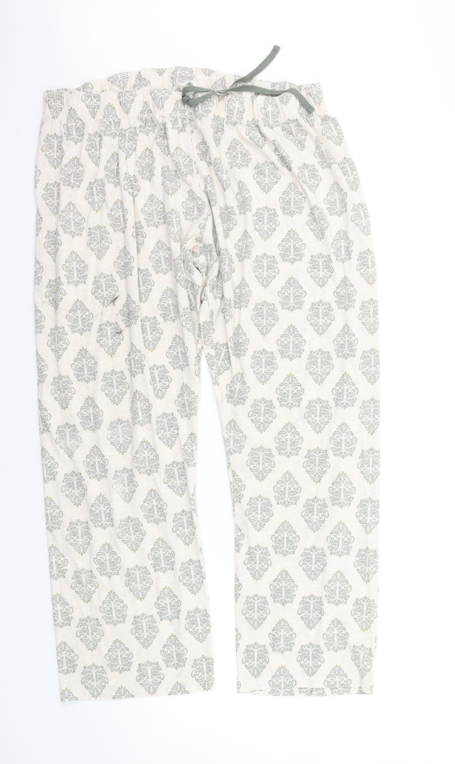 Primark Womens Beige Geometric  Top Pyjama Pants Size 2XL