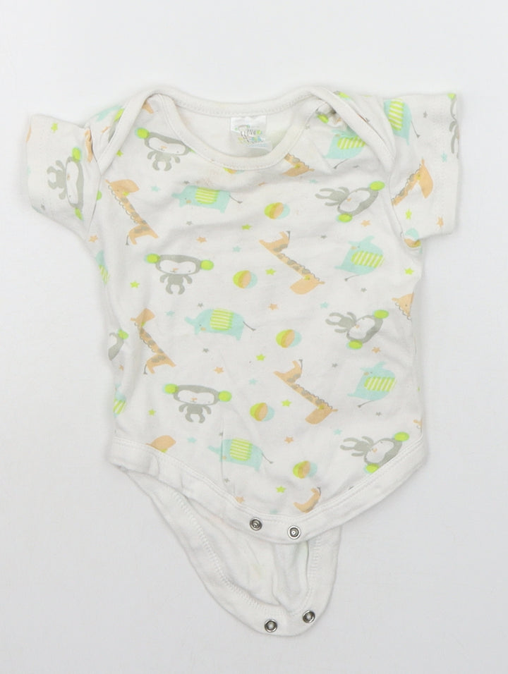 B&M Baby White Geometric  Babygrow One-Piece Size 6-9 Months