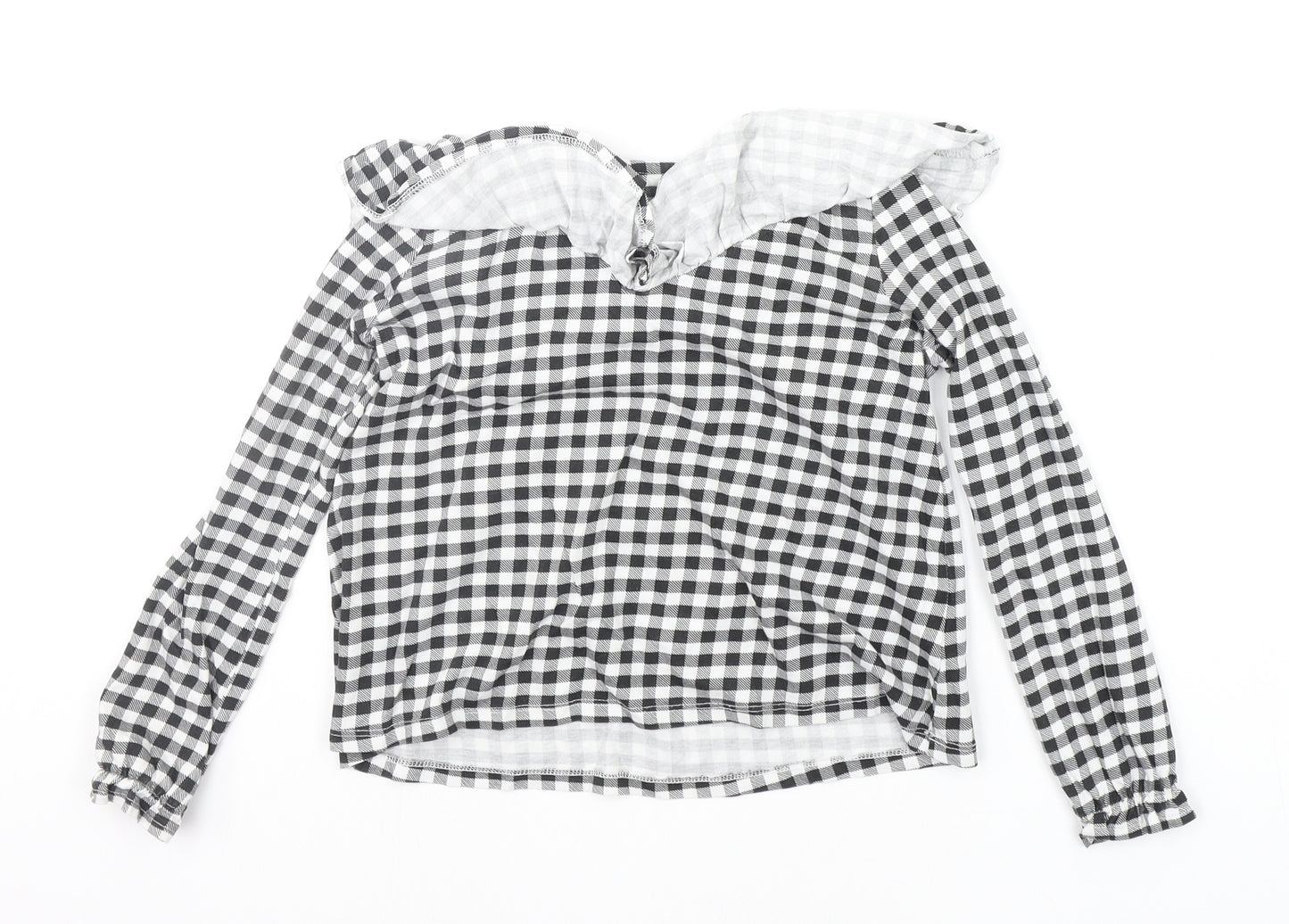 H&M Girls Black Check  Basic T-Shirt Size 7-8 Years