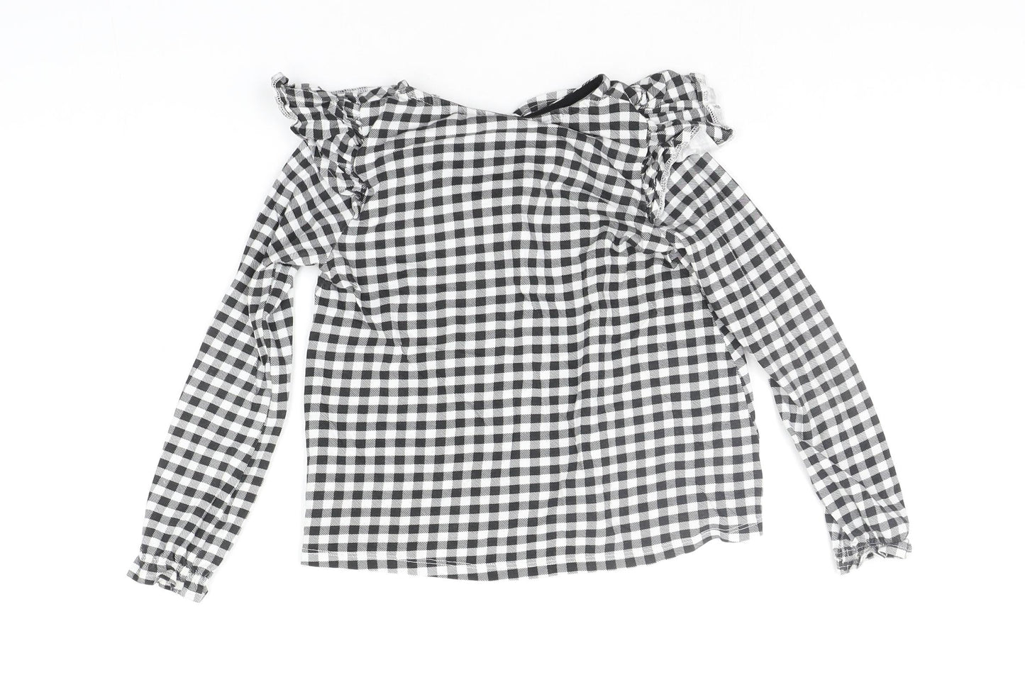 H&M Girls Black Check  Basic T-Shirt Size 7-8 Years
